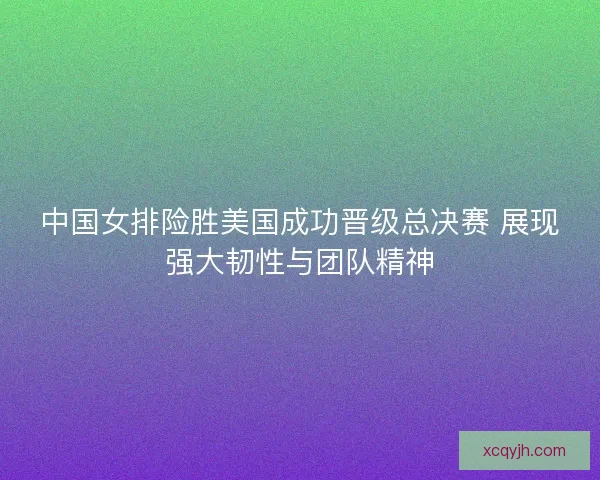 中国女排险胜美国成功晋级总决赛 展现强大韧性与团队精神